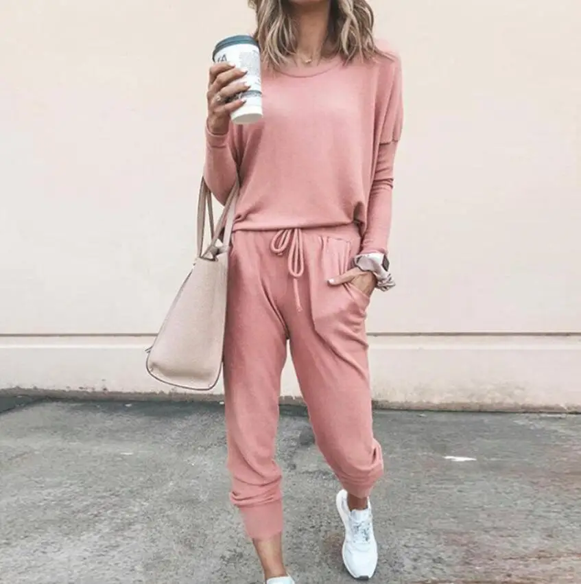 New Autumn Fashion Long Sleeve Round Neck Solid Color Slim Fit T-shirt + Pants Set For Women,14 Colors
New Autumn Fashion Long Sleeve Round Neck Solid Color Slim Fit T-shirt + Pants Set For Women,14 Colors