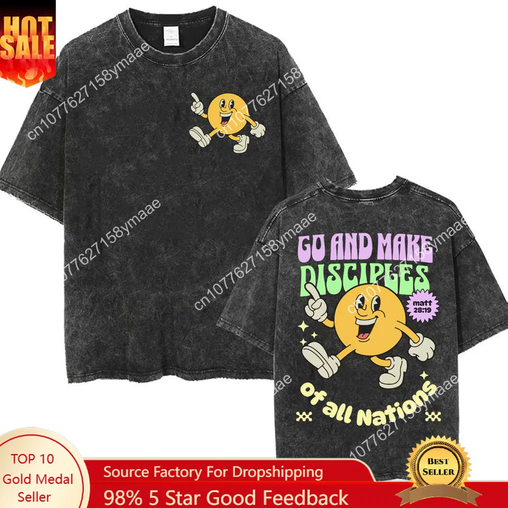 Christian Bible Verse T-shirt Go and Make Disciples Trendy Church Vintage Washed T-shirts Men Women Women's Aesthetic Cartoon T
Christian Bible Verse T-shirt Go and Make Disciples Trendy Church Vintage Washed T-shirts Men Women Women's Aesthetic Cartoon T