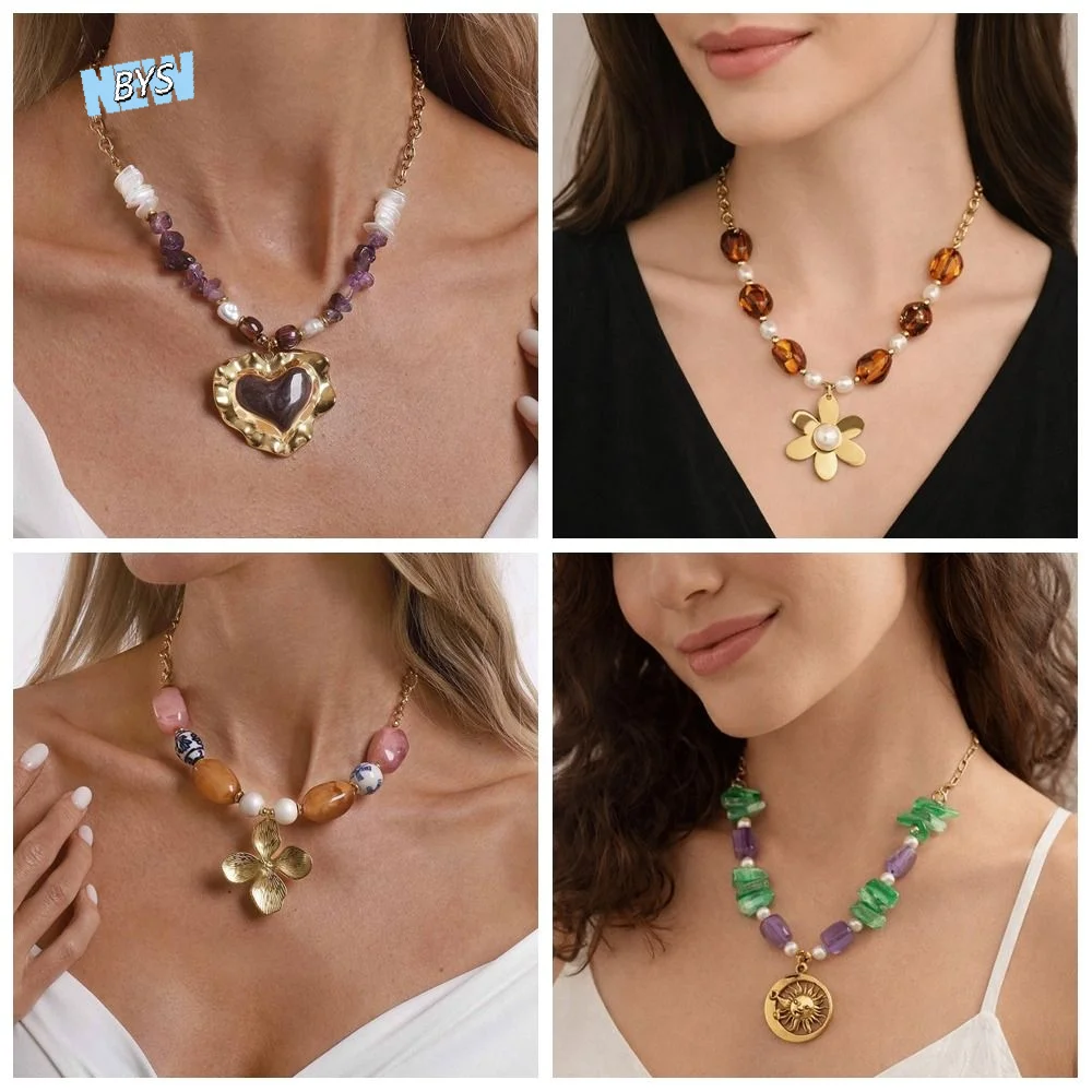 Personality Flower Pendant Necklace Bohemian Style Bead Floral Chain Choker Jewelry Accessories Heart Colorful Resin Necklace
Personality Flower Pendant Necklace Bohemian Style Bead Floral Chain Choker Jewelry Accessories Heart Colorful Resin Necklace