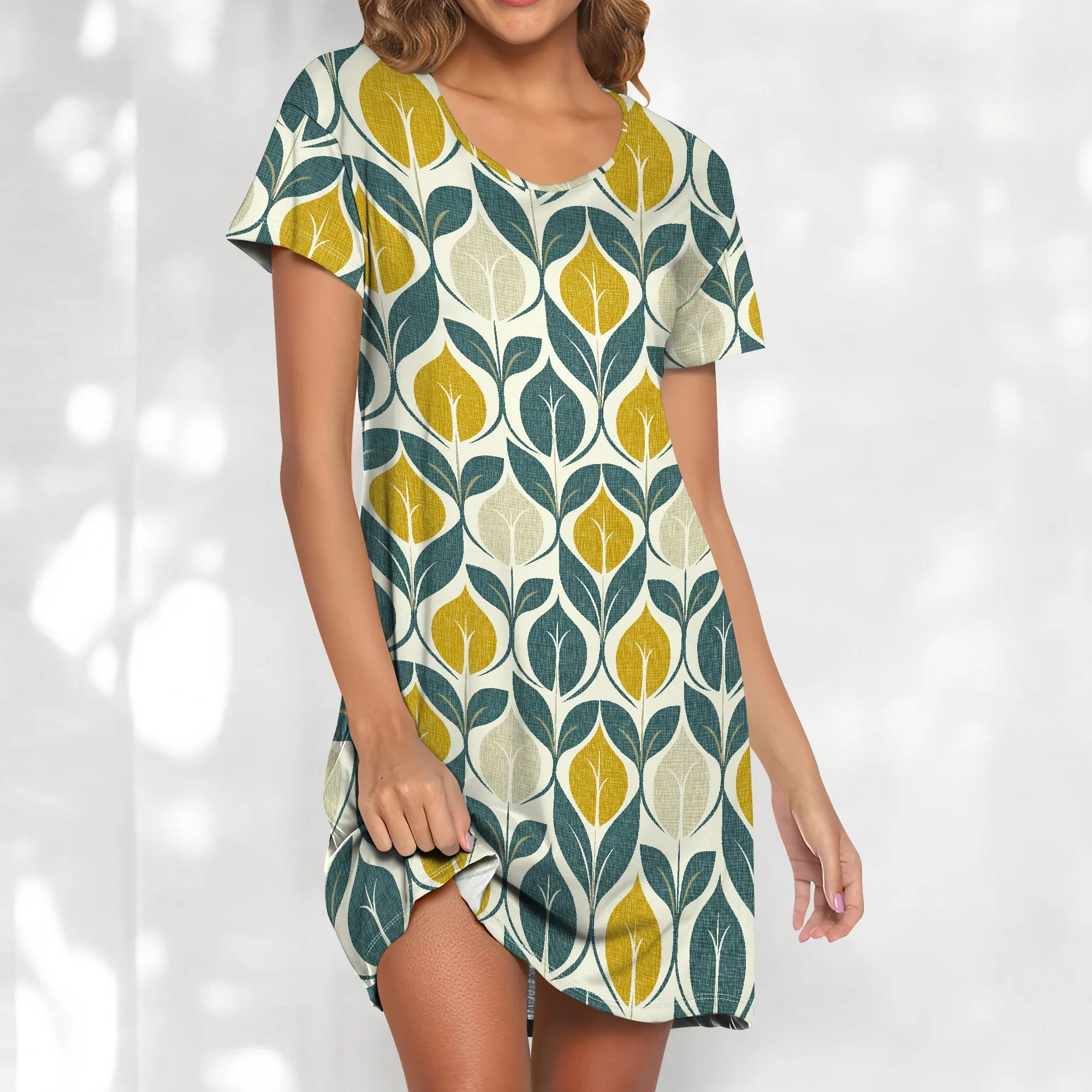 Mid Century Leaf Print Dress S-3XL Retro Green Yellow Botanical Style Summer Outfit for Black Women
Mid Century Leaf Print Dress S-3XL Retro Green Yellow Botanical Style Summer Outfit for Black Women