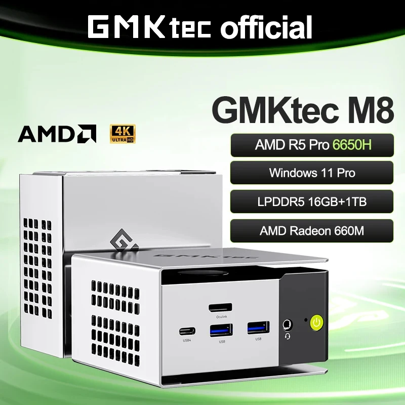 GMKtec M8 Mini PC AMD Ryzen 5Pro 6650H Nucbox Windows 11 LPDDR5 16GB 500GB/1TB GPU Radeon 660M Oculink Wifi 6E BT5.2
GMKtec M8 Mini PC AMD Ryzen 5Pro 6650H Nucbox Windows 11 LPDDR5 16GB 500GB/1TB GPU Radeon 660M Oculink Wifi 6E BT5.2