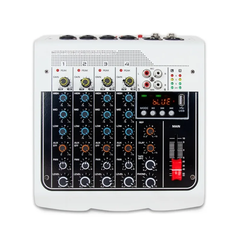 Small four-way mixer, home stage performance reverb Bluetooth effect MIX400 multi-function 6-way mixer 
Small four-way mixer, home stage performance reverb Bluetooth effect MIX400 multi-function 6-way mixer