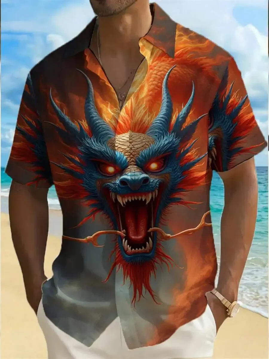 Fiery Dragon 3D Print Mens Short Sleeve Button Down Beach Casual Shirt
Fiery Dragon 3D Print Mens Short Sleeve Button Down Beach Casual Shirt