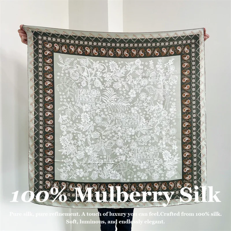 New 100% Mulberry Silk Scarf 110x110cm Real Natural Silk Hand Rolled Edge Luxury Paisley Print Large Square Shawl Poncho Scarves
New 100% Mulberry Silk Scarf 110x110cm Real Natural Silk Hand Rolled Edge Luxury Paisley Print Large Square Shawl Poncho Scarves