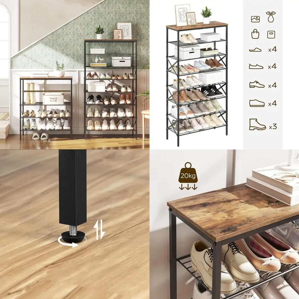 Large Capacity 8-Tier Shoe Organizer, Holds 32 Pairs, Sturdy Rustic Brown, Ideal for Entryway, Closet, Dorm
Large Capacity 8-Tier Shoe Organizer, Holds 32 Pairs, Sturdy Rustic Brown, Ideal for Entryway, Closet, Dorm