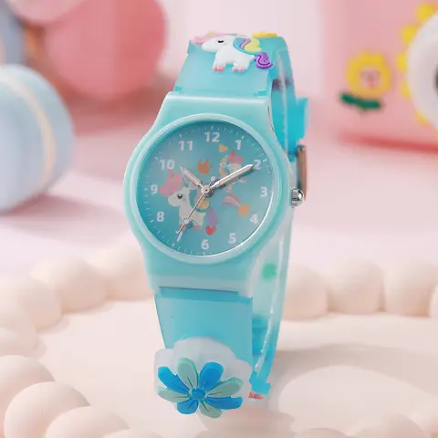 Children's Unicorn Colorful Cartoon Quartz Watch Women's Soft Silicone Strap Colorful Color Matching Safe and Comfortable
