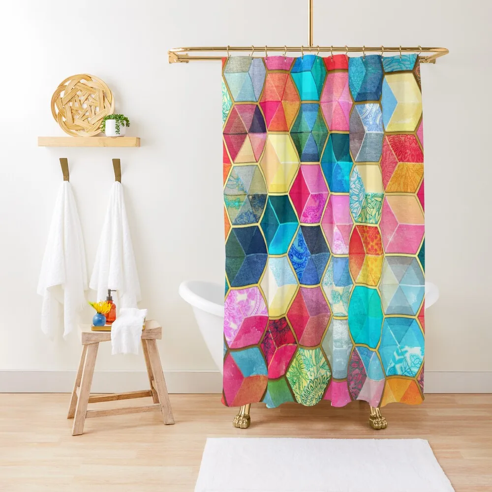 Crystal Bohemian Honeycomb Cubes - colorful hexagon pattern Shower Curtain Elegant Bathroom Anime Bathroom Curtain
Crystal Bohemian Honeycomb Cubes - colorful hexagon pattern Shower Curtain Elegant Bathroom Anime Bathroom Curtain