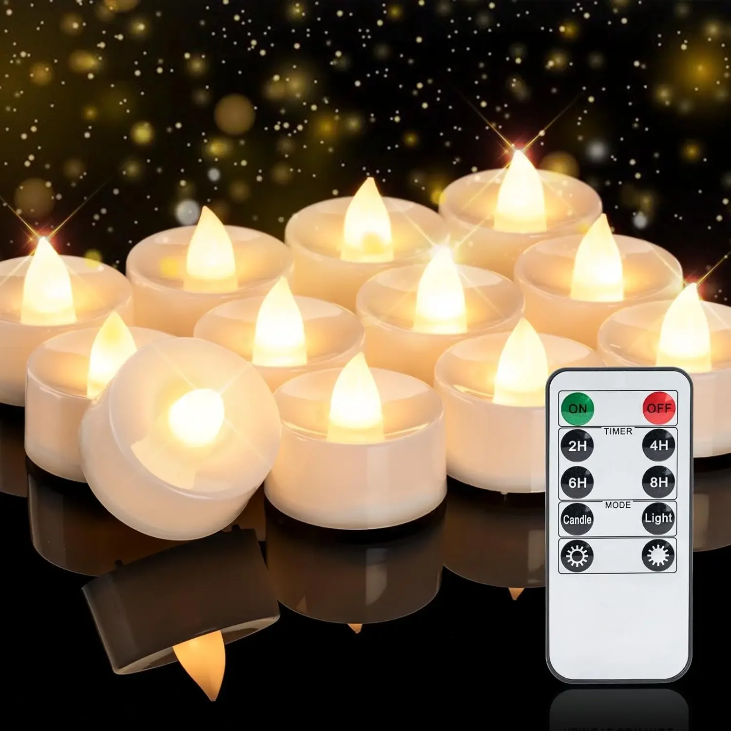 12pcs Flameless LED Tea Lights with Remote & Timer, 400+ Hours Realistic Flickering Battery Candles for Decor
12pcs Flameless LED Tea Lights with Remote & Timer, 400+ Hours Realistic Flickering Battery Candles for Decor