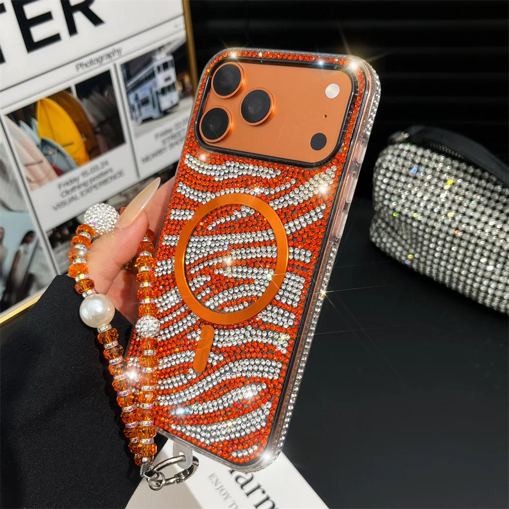 Handmade Bling DIY Glitter Zebra For Magsafe Case For iPhone 17 Pro Max 16 15 17Pro Women Crystal Full Diamond Cover Beads Strap
Handmade Bling DIY Glitter Zebra For Magsafe Case For iPhone 17 Pro Max 16 15 17Pro Women Crystal Full Diamond Cover Beads Strap