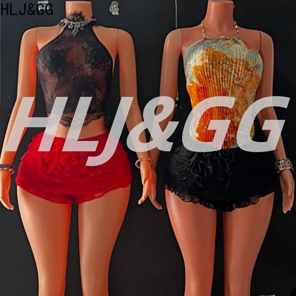 HLJ&GG Sexy Oil Painting Ruched Halter Top Two Piece Sets Women Backless Irregular Vest And Lace Ruffle Shorts Outfit Streetwear
HLJ&GG Sexy Oil Painting Ruched Halter Top Two Piece Sets Women Backless Irregular Vest And Lace Ruffle Shorts Outfit Streetwear