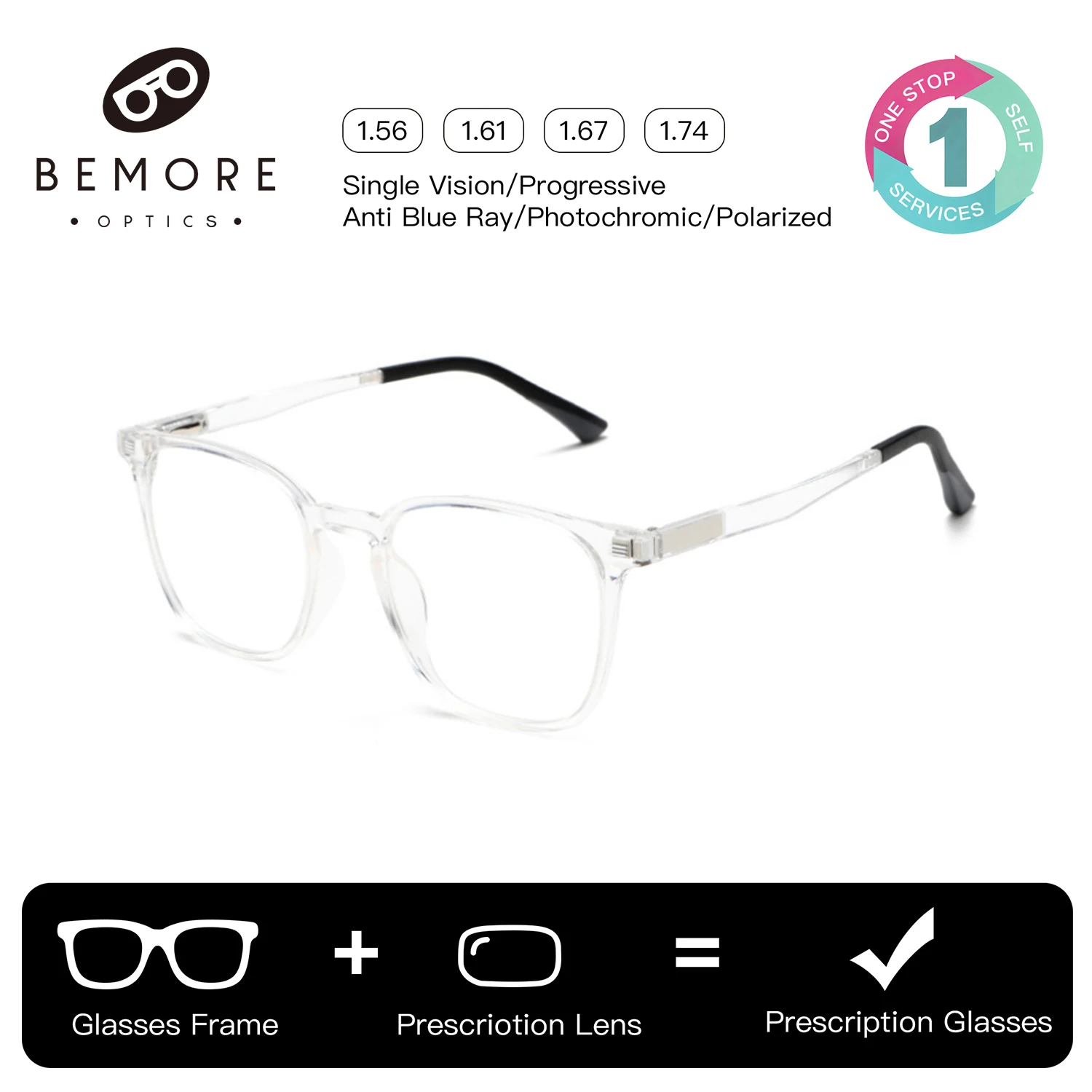 BEMORE Women Square Clip on Prescription Glasses Acetate Polarized UV400 Sunscreen Goggles Myopia Vision Optical Eyeglasses
BEMORE Women Square Clip on Prescription Glasses Acetate Polarized UV400 Sunscreen Goggles Myopia Vision Optical Eyeglasses