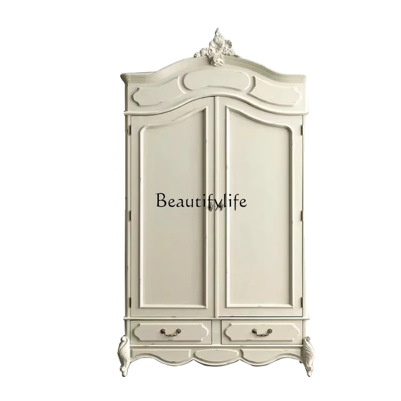 French retro old double door wardrobe American light luxury solid wood carving flower
French retro old double door wardrobe American light luxury solid wood carving flower
