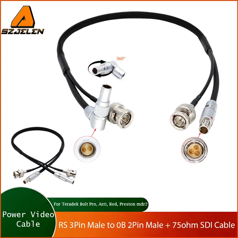 Power Cable RS 3pin to 0B 2pin Cable and 75ohm SDI for Teradek Bolt Pro, Arri, Red, Preston mdr2
Power Cable RS 3pin to 0B 2pin Cable and 75ohm SDI for Teradek Bolt Pro, Arri, Red, Preston mdr2