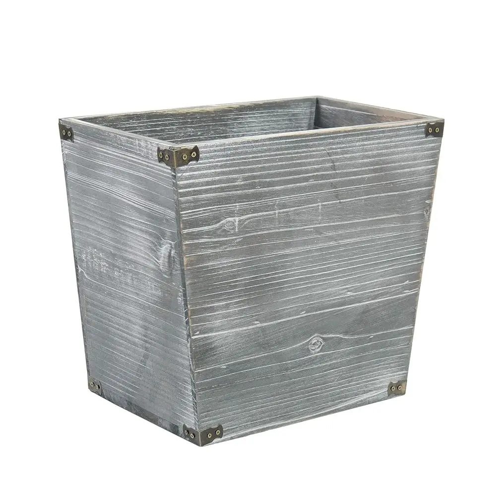 Grey Farmhouse Style Torched Wood Trash Can Waste Bin with Decorative Metal Brackets Trash Can for Bedroom,Living Room, Bath
Grey Farmhouse Style Torched Wood Trash Can Waste Bin with Decorative Metal Brackets Trash Can for Bedroom,Living Room, Bath