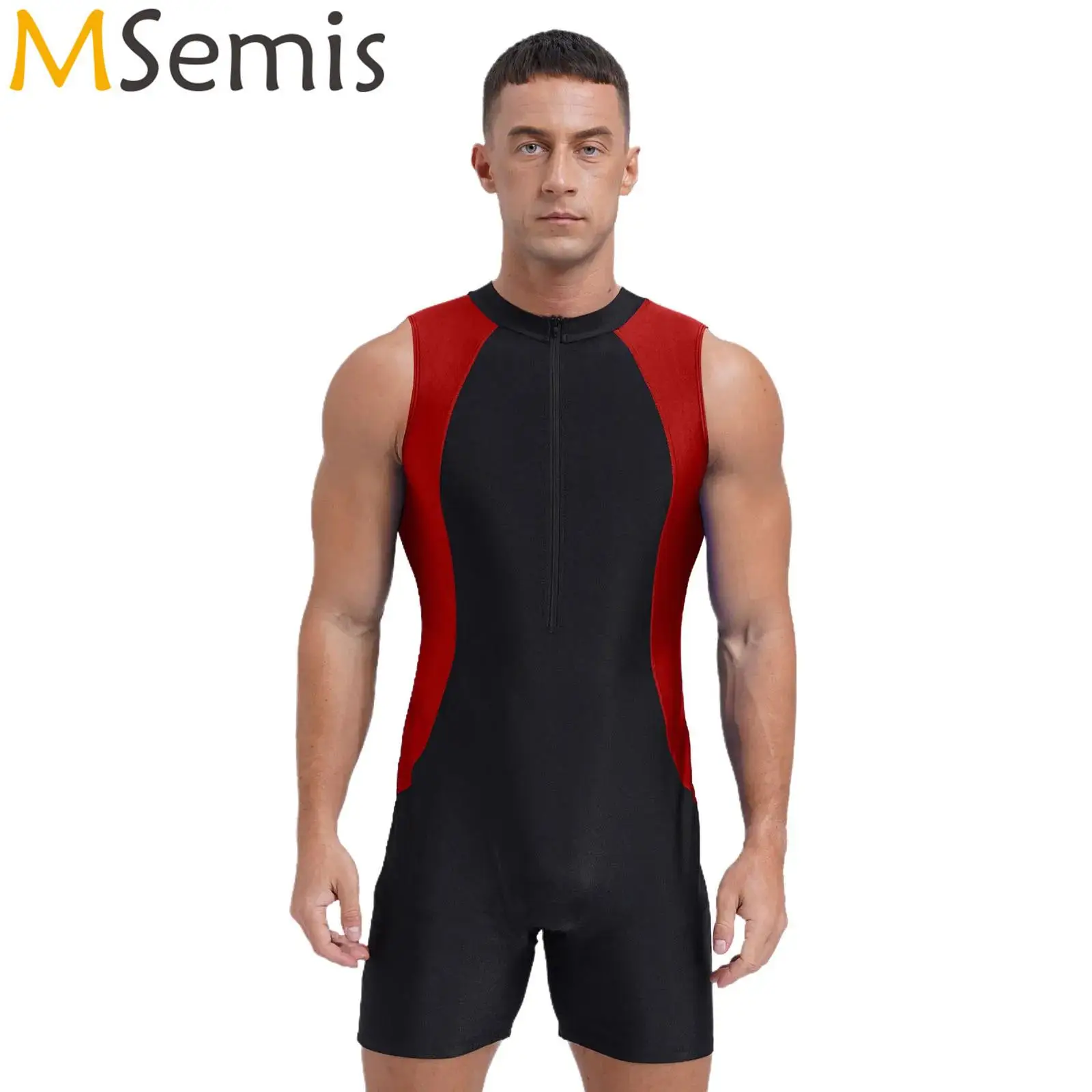Men's Swimsuit Swimwear One-piece Rompers Crew Neck Front Zipper Bodysuit Jumpsuit Splicing Color Athletic Swimming Bathing Suit
Men's Swimsuit Swimwear One-piece Rompers Crew Neck Front Zipper Bodysuit Jumpsuit Splicing Color Athletic Swimming Bathing Suit