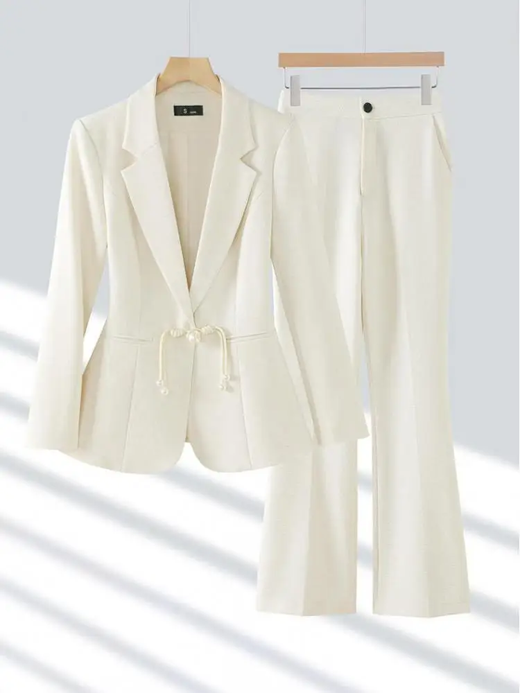 Women Black Beige Two Pieces Set 2024 Chinese Style Pink Office Temperament Short Blazer Tops And High Waist Wide Legs Pant Suit
Women Black Beige Two Pieces Set 2024 Chinese Style Pink Office Temperament Short Blazer Tops And High Waist Wide Legs Pant Suit