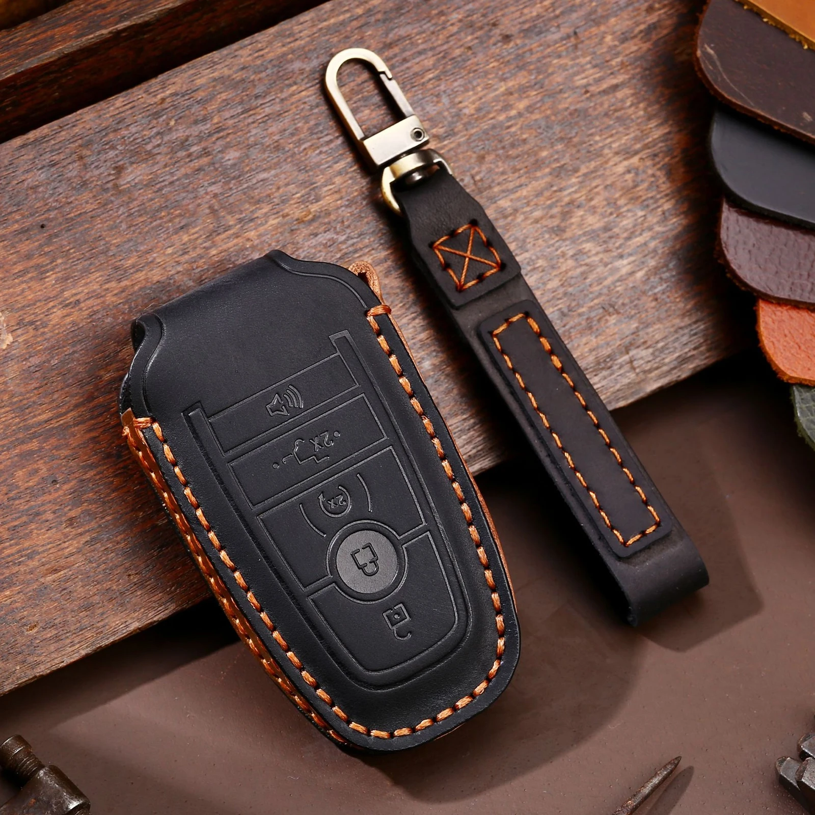 For Ford F-150 5-Key C073 Car Key Leather Case (Color: Black)
For Ford F-150 5-Key C073 Car Key Leather Case (Color: Black)