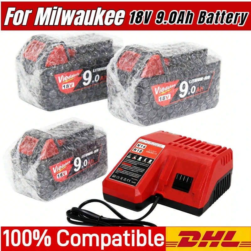 18V 6Ah/9Ah Rechargeable Battery For Milwaukee 18V battery, For M18 power Tools 48-11-2402 48-11-2411 48-11-2401 MIL-12A-LI
18V 6Ah/9Ah Rechargeable Battery For Milwaukee 18V battery, For M18 power Tools 48-11-2402 48-11-2411 48-11-2401 MIL-12A-LI