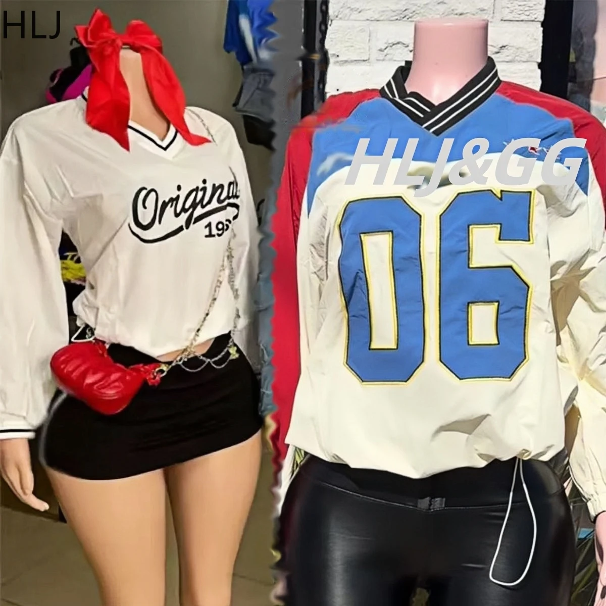 HLJ American Vintage Trend Streetwear Women V Neck Long Sleeve Loose Tops Fashion Letter Print Patchwork Pullover Clothing 2025
HLJ American Vintage Trend Streetwear Women V Neck Long Sleeve Loose Tops Fashion Letter Print Patchwork Pullover Clothing 2025