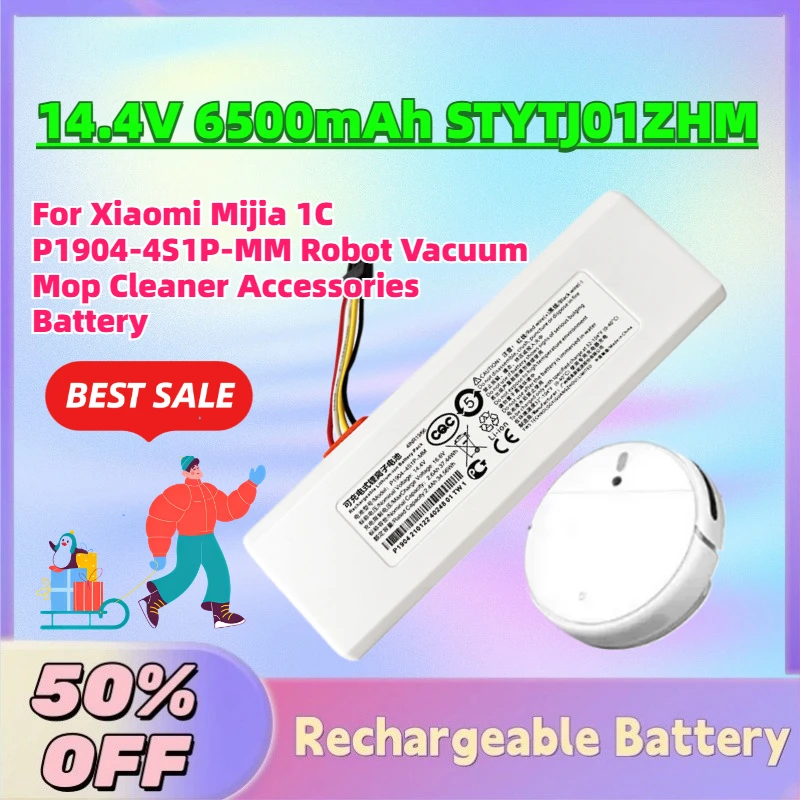 Upgrade 14.4V 6500mAh STYTJ01ZHM Li-Ion Battery for Xiaomi Mijia 1C P1904-4S1P-MM Robot Vacuum Mop Cleaner Accessories Battery
Upgrade 14.4V 6500mAh STYTJ01ZHM Li-Ion Battery for Xiaomi Mijia 1C P1904-4S1P-MM Robot Vacuum Mop Cleaner Accessories Battery