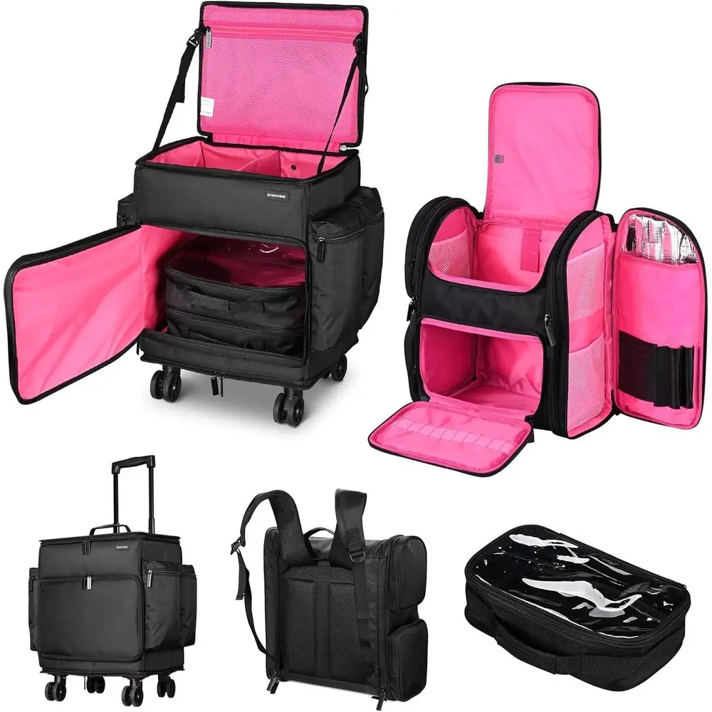 Portable Rolling Makeup Organizer with Tools, Travel Bag, Backpack, Pink
Portable Rolling Makeup Organizer with Tools, Travel Bag, Backpack, Pink