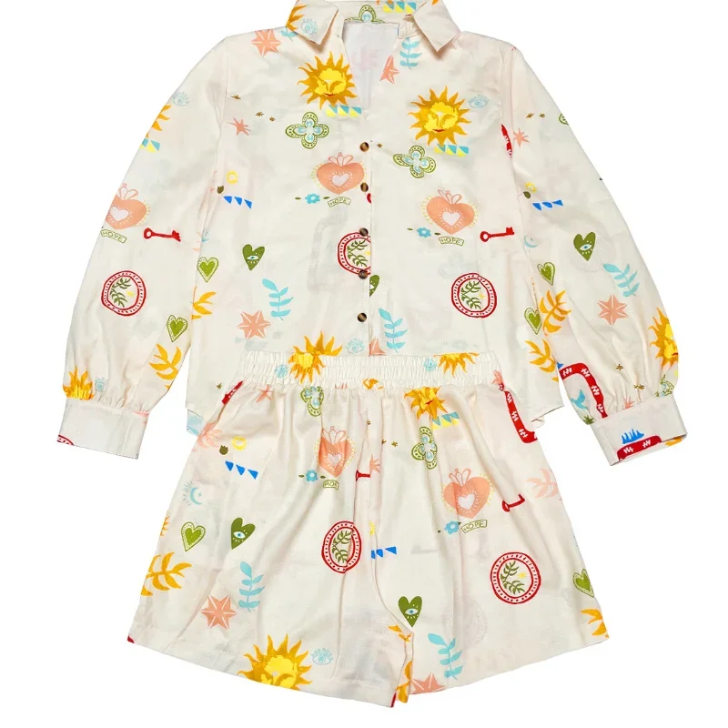 Elastic Waist Two Piece Sets Elegant Floral Print Lapel Long Sleeve Top Short Pants Suit Women Fashion Casual Holiday Outfits
Elastic Waist Two Piece Sets Elegant Floral Print Lapel Long Sleeve Top Short Pants Suit Women Fashion Casual Holiday Outfits