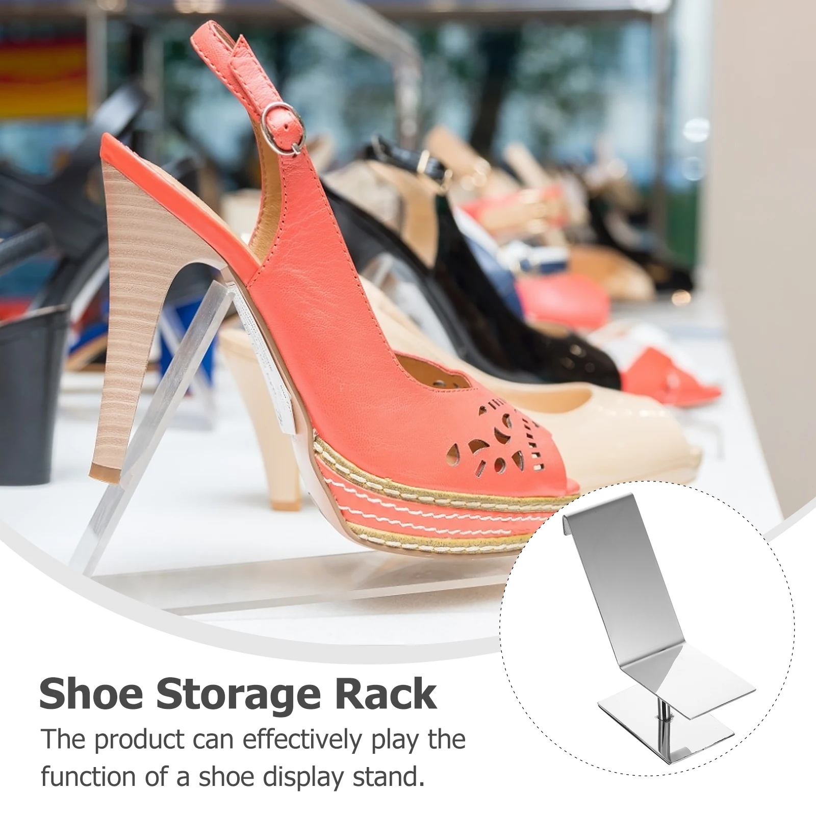 1pc Shoe Display Rack High Heel Display Stand Steel Color Simple Design Practical Shoe Shelf For Mall Home Storage
1pc Shoe Display Rack High Heel Display Stand Steel Color Simple Design Practical Shoe Shelf For Mall Home Storage