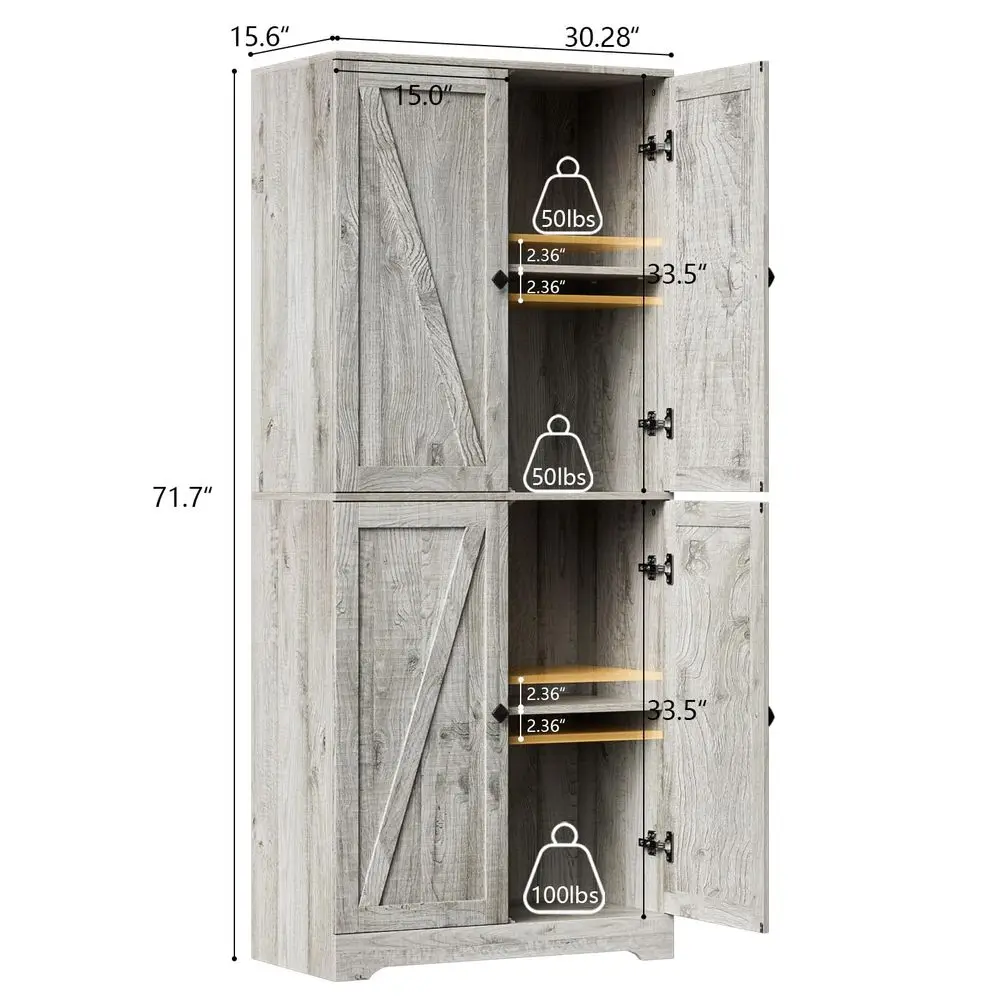 Farmhouse Storage Cabinet Set of 2, 72 Tall Kitchen Pantry Cabinet with 4 Barn Doors and Adjustable Shelves, Freestanding Stora
Farmhouse Storage Cabinet Set of 2, 72 Tall Kitchen Pantry Cabinet with 4 Barn Doors and Adjustable Shelves, Freestanding Stora