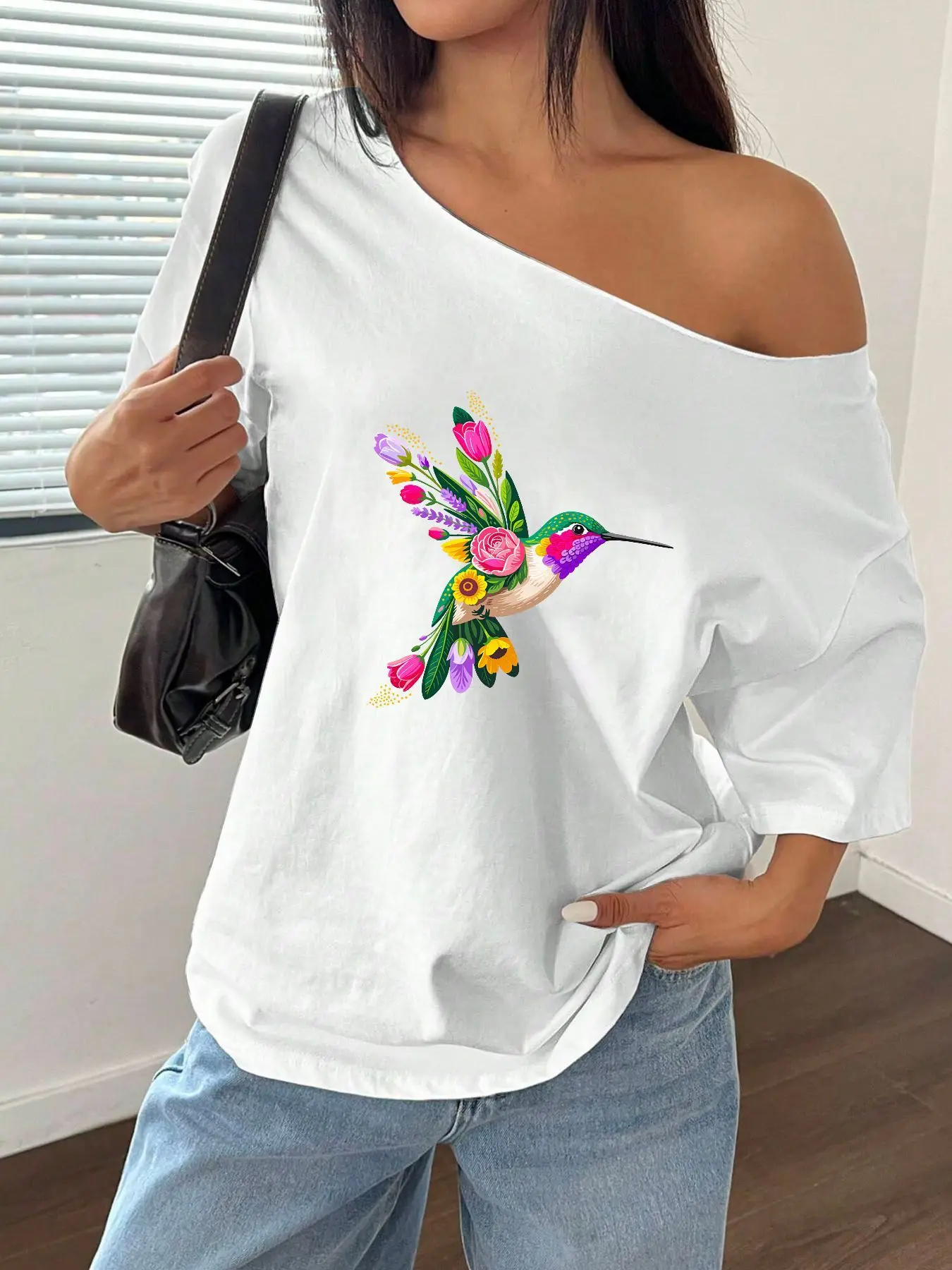 100% Cotton Plus Size Hummingbird Floral Graphic Shoulder Loose Print T-Shirt Oversized Y2K Style Graphic Tees Women Tops Sum
100% Cotton Plus Size Hummingbird Floral Graphic Shoulder Loose Print T-Shirt Oversized Y2K Style Graphic Tees Women Tops Sum