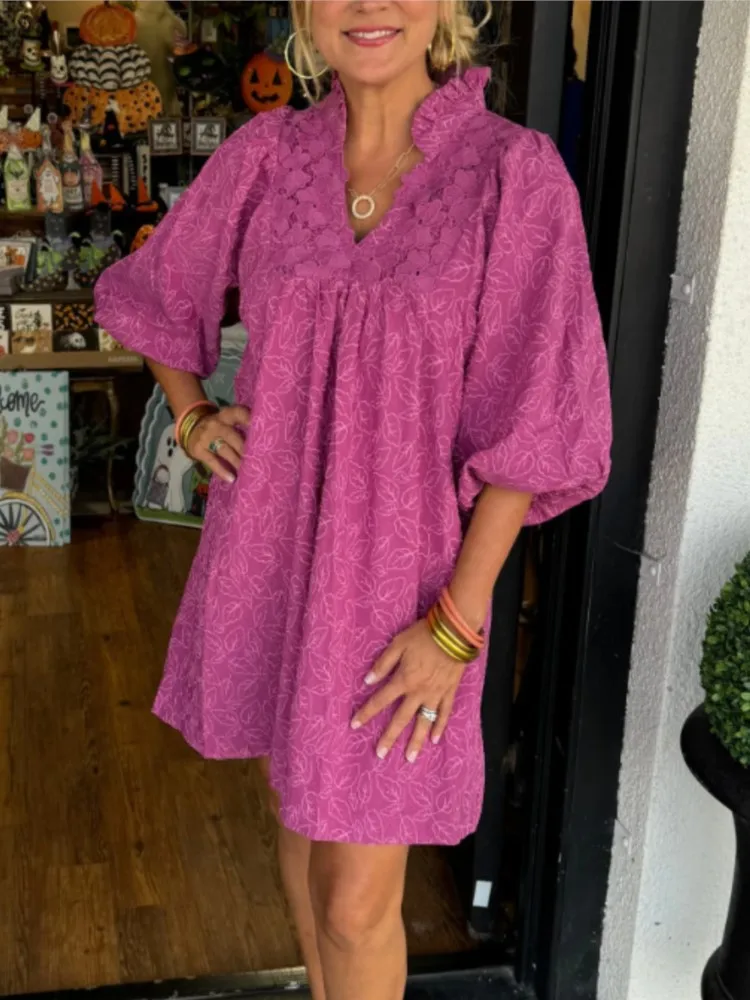 Elegant Lace Patchwork Mini Dress For Women Wrist Sleeve V -neck Print Party Dresses Female Summer Casual Loose Ladies Vestidos
Elegant Lace Patchwork Mini Dress For Women Wrist Sleeve V -neck Print Party Dresses Female Summer Casual Loose Ladies Vestidos