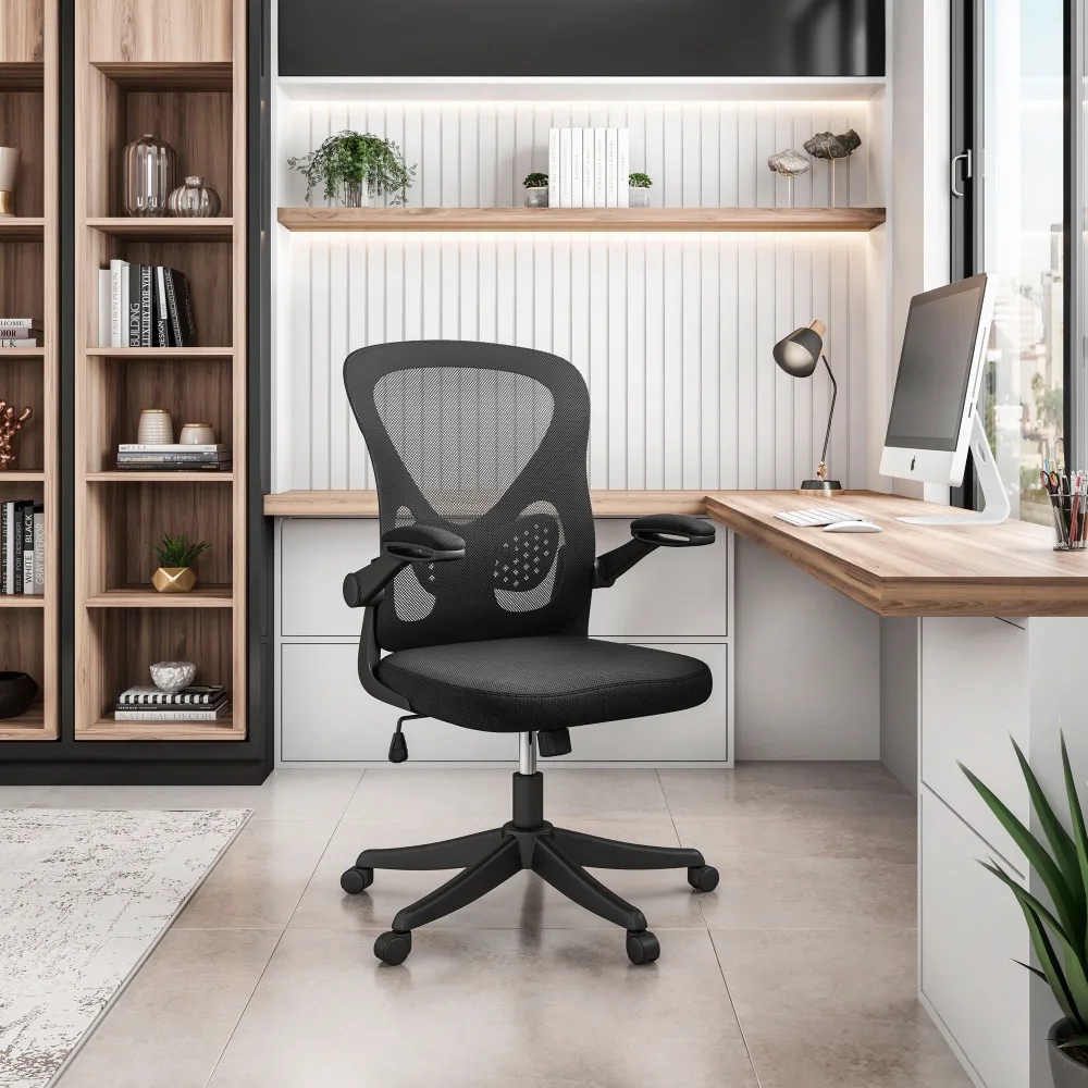 Techni Mobili Black Mesh Office Chair with Lumbar Support and Flip-Up Arms
Techni Mobili Black Mesh Office Chair with Lumbar Support and Flip-Up Arms