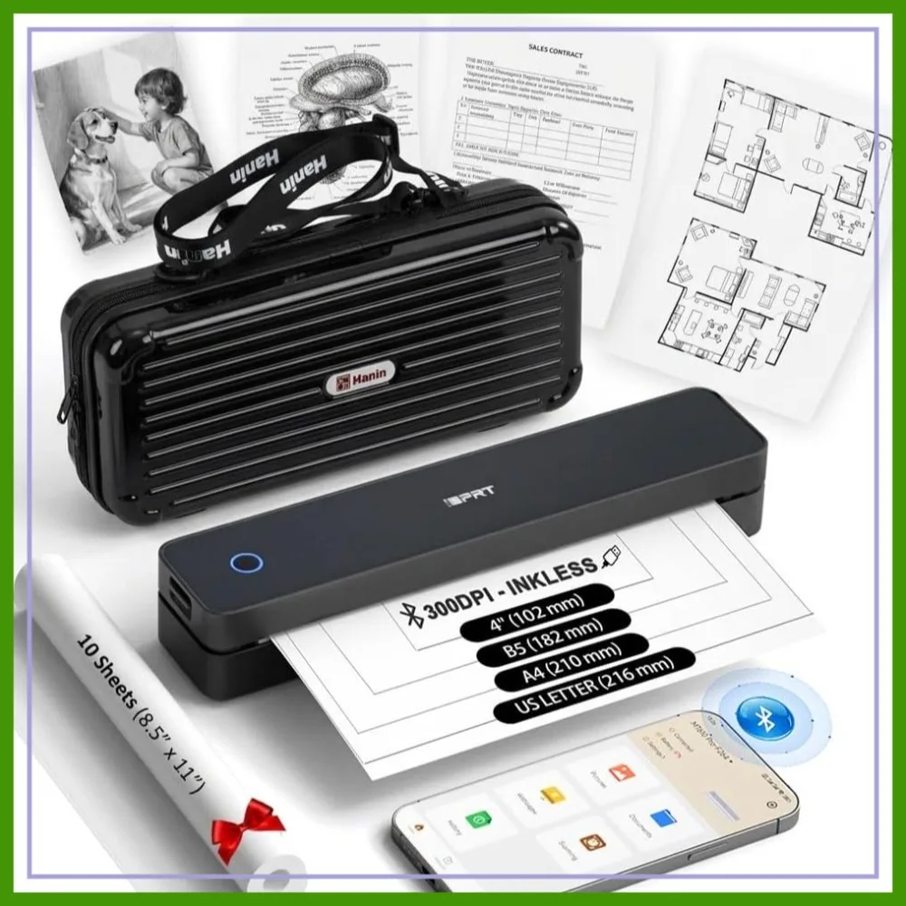 Portable Wireless Printer for Travel, Bluetooth Thermal Printer Support 8.5"x11" US Letter, Mobile Printer for Phone Laptop with Case & 10pcs Paper, Home Office
Portable Wireless Printer for Travel, Bluetooth Thermal Printer Support 8.5"x11" US Letter, Mobile Printer for Phone Laptop with Case & 10pcs Paper, Home Office