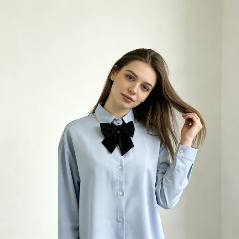 DAYIFUN Woman Tie Blue Shirt Long Sleeved Lapel Button Up Blouse Front Open Casual Lady Loose Commuting Solid Color Shirts
DAYIFUN Woman Tie Blue Shirt Long Sleeved Lapel Button Up Blouse Front Open Casual Lady Loose Commuting Solid Color Shirts