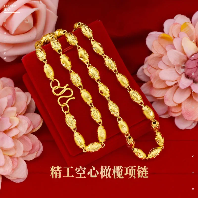 9999 Real Gold 24K Gold Jewelry Men's Large Necklace Hollow Flower Sandblasted Olive Necklace
9999 Real Gold 24K Gold Jewelry Men's Large Necklace Hollow Flower Sandblasted Olive Necklace