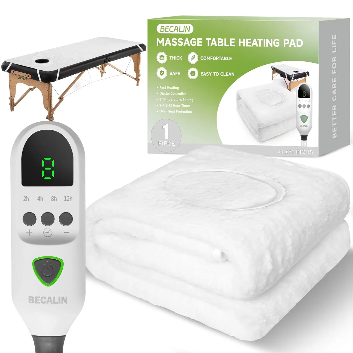 Massage Table Warmer Pad with Timer, 9 Heat Settings, Overheat Protection, Thickened Fleece, 30x71 Inches
Massage Table Warmer Pad with Timer, 9 Heat Settings, Overheat Protection, Thickened Fleece, 30x71 Inches