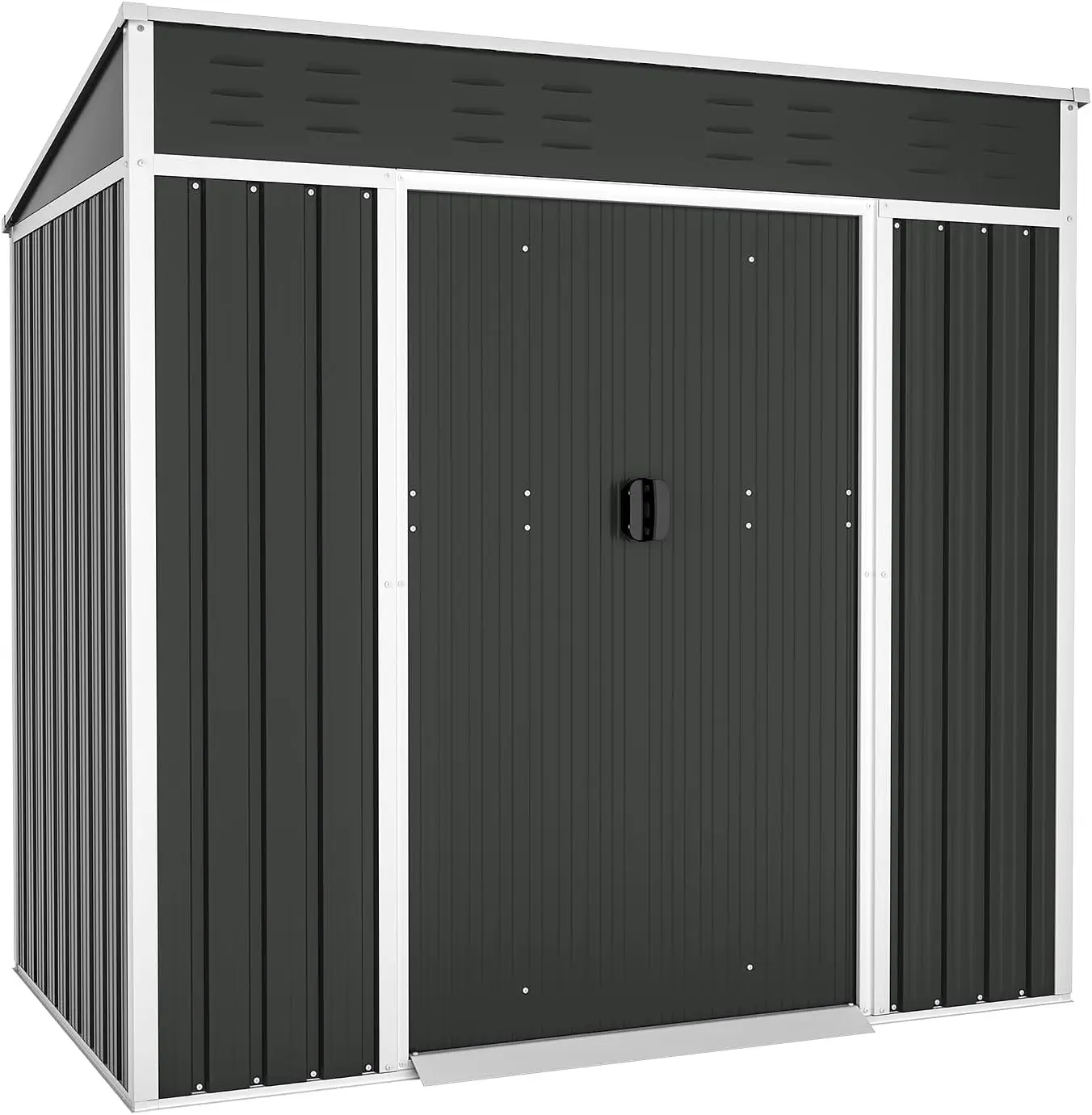 4x6FT Outdoor Storage,Double Sloping Roof , Metal Shed Kit with Double Doorknobs and Air Vents Galvanized with Sliding Door,Grey
4x6FT Outdoor Storage,Double Sloping Roof , Metal Shed Kit with Double Doorknobs and Air Vents Galvanized with Sliding Door,Grey