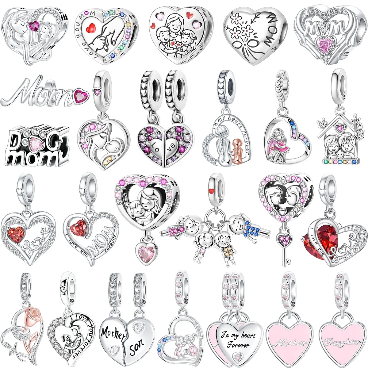 Original 925 Sterling Silver Family Charms Mom Flower Heart Beads For Necklace DIY Bracelet Present Jewellery Gift Mother's Day
Original 925 Sterling Silver Family Charms Mom Flower Heart Beads For Necklace DIY Bracelet Present Jewellery Gift Mother's Day