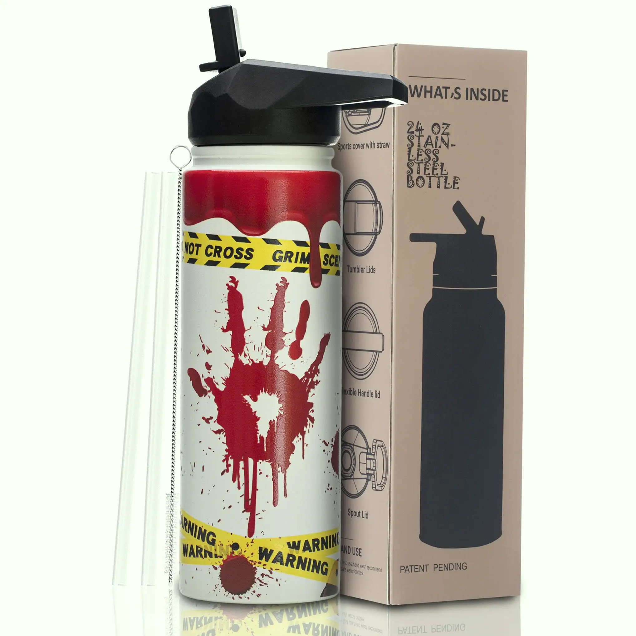 24oz Stainless Steel Water Bottle – Vacuum Insulated, Halloween Blood Handprint, Wide Mouth, Leak-Proof, Anti-Slip Base
24oz Stainless Steel Water Bottle – Vacuum Insulated, Halloween Blood Handprint, Wide Mouth, Leak-Proof, Anti-Slip Base