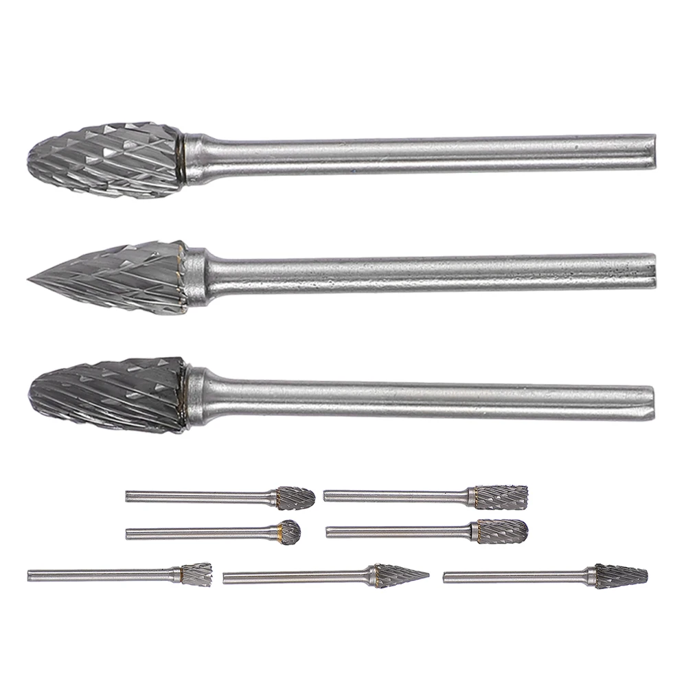 10 PCS Tungsten Steel Burrs Carbide Rotary File Grinding Bits Hard Wood Drill Alloy Engraving Tools Accessory Kit 
10 PCS Tungsten Steel Burrs Carbide Rotary File Grinding Bits Hard Wood Drill Alloy Engraving Tools Accessory Kit