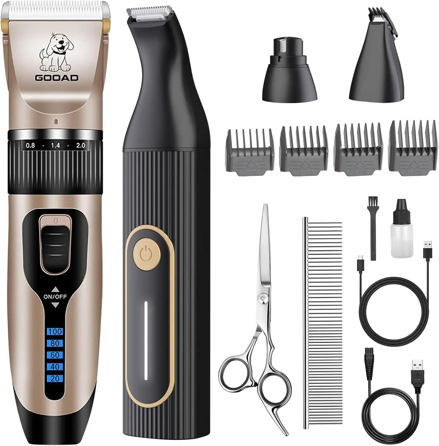 Low Noise Rechargeable Pet Hair Clippers with Paw Trimmer for Small and Large Dogs, Grooming Kit
Low Noise Rechargeable Pet Hair Clippers with Paw Trimmer for Small and Large Dogs, Grooming Kit