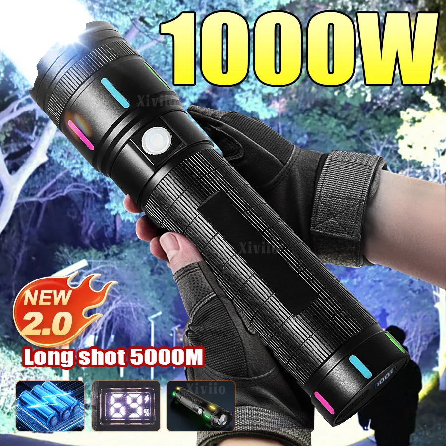 1000W 15000mAh Super Big Flashlight Rechargeable Lamp Most Strong LED FlashLight Long Range Torch Outdoor Camping Lantern
1000W 15000mAh Super Big Flashlight Rechargeable Lamp Most Strong LED FlashLight Long Range Torch Outdoor Camping Lantern