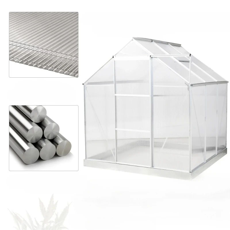 L # 6' X 6' Polycarbonate Greenhouse With Aluminum Frame, Walk-in Garden Greenhouse Kit With Adjustable Roof Vent
L # 6' X 6' Polycarbonate Greenhouse With Aluminum Frame, Walk-in Garden Greenhouse Kit With Adjustable Roof Vent
