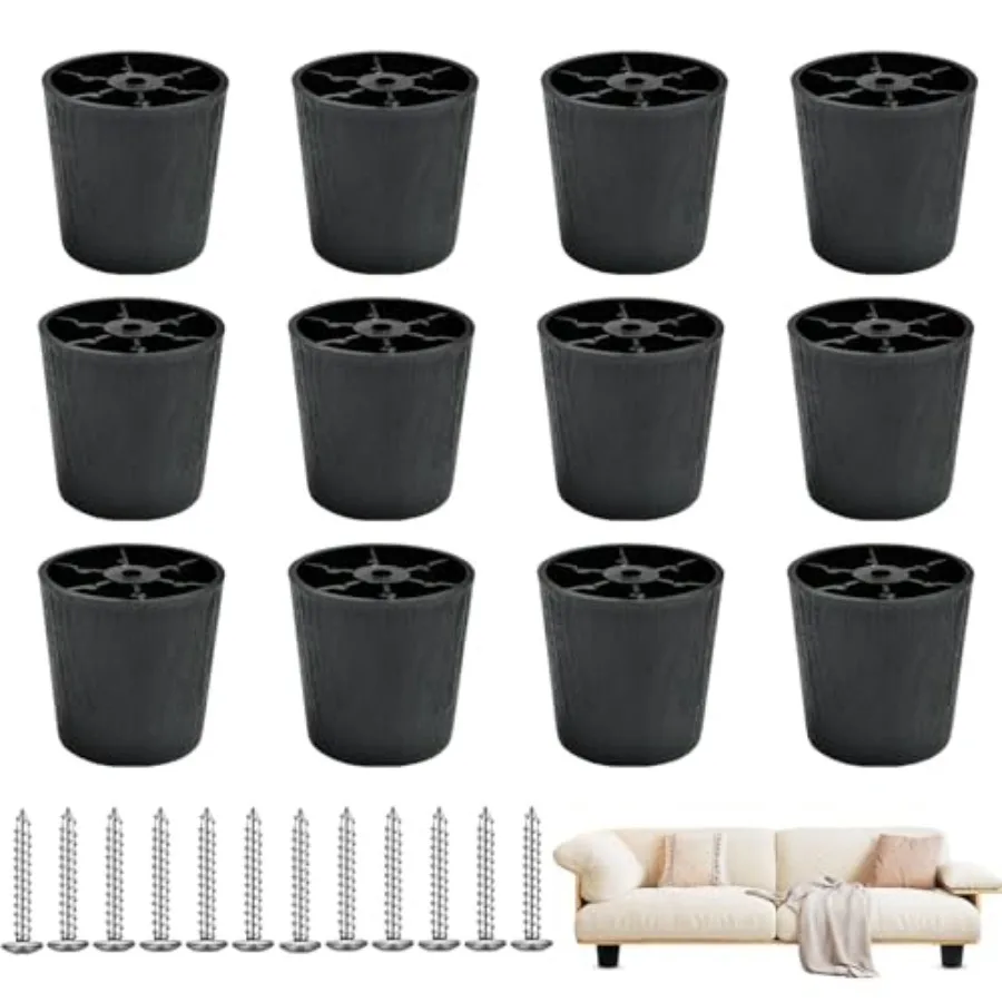12 Pack 2 inch Plastic Furniture Legs, Round Tapered Black Couch Legs, Screw-in Sofa Legs Replacement Legs with M5 Screws for F
12 Pack 2 inch Plastic Furniture Legs, Round Tapered Black Couch Legs, Screw-in Sofa Legs Replacement Legs with M5 Screws for F
