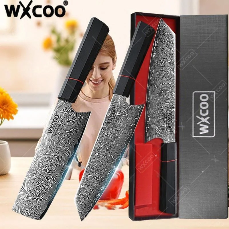 WXCOO 8inch Japanese Santoku Knife Kitchen Damascus Steel 67 Layer Fruit Vegetable Knives Household Kiritsuke Accessories
WXCOO 8inch Japanese Santoku Knife Kitchen Damascus Steel 67 Layer Fruit Vegetable Knives Household Kiritsuke Accessories