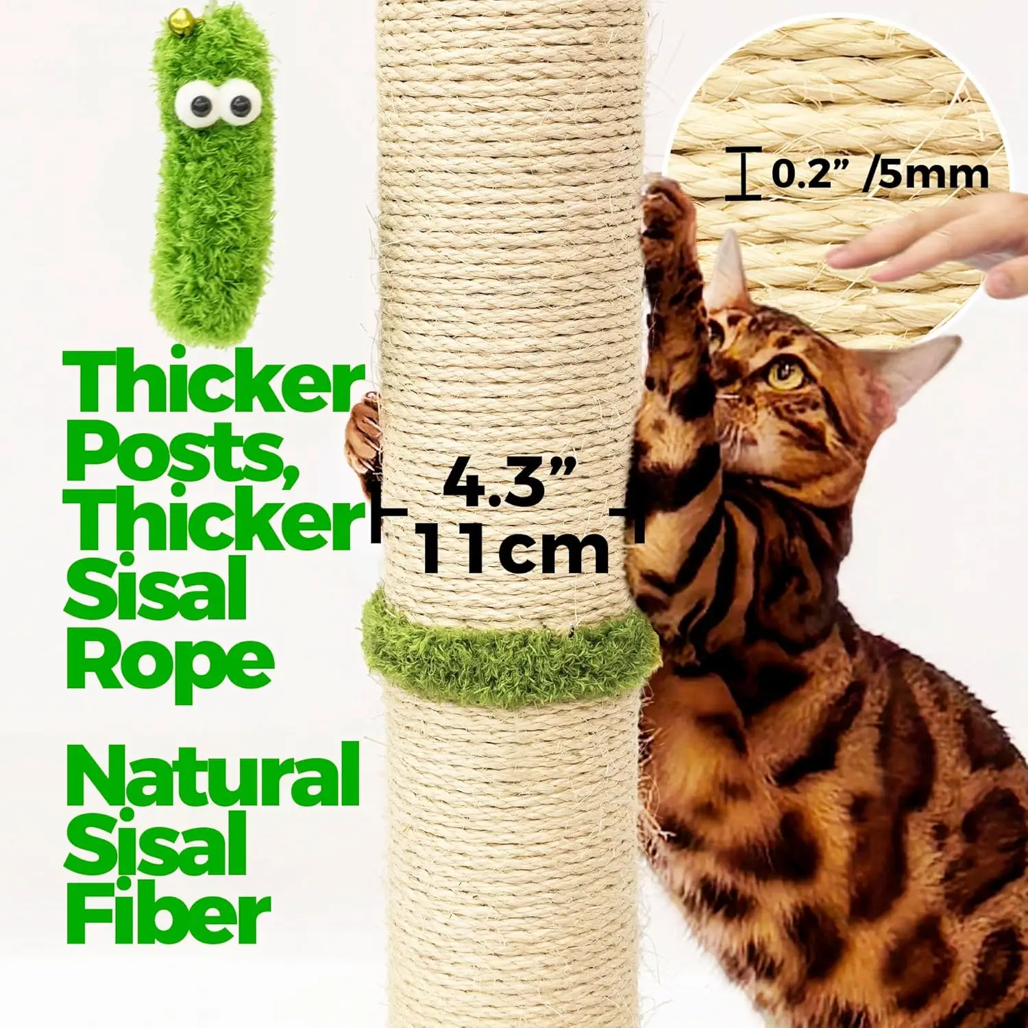 34.7" Tall Cat Scratching Post, 3 in 1 Sisal Cat Scratcher, Heavy Duty 4.3" Diameter Cat Tree with Hanging Bell Ball Toy·On Sale
34.7" Tall Cat Scratching Post, 3 in 1 Sisal Cat Scratcher, Heavy Duty 4.3" Diameter Cat Tree with Hanging Bell Ball Toy·On Sale