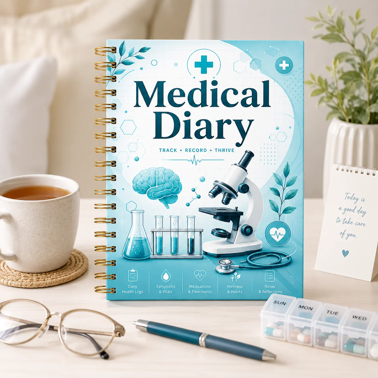 Medical Diary A5 Spiral Health Journal, Daily Logs & Wellness Tracker for Adults
Medical Diary A5 Spiral Health Journal, Daily Logs & Wellness Tracker for Adults