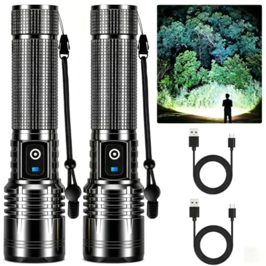 2 Pack Rechargeable LED Flashlights 99 000 High Lumens Super Bright Flashlight Zoomable IPX7 Waterproof 5 Modes Handheld Flash
2 Pack Rechargeable LED Flashlights 99 000 High Lumens Super Bright Flashlight Zoomable IPX7 Waterproof 5 Modes Handheld Flash
