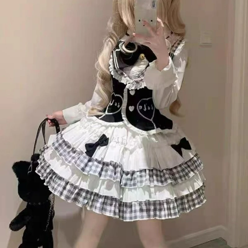 Victorian Gothic Lolita Skirt Set Women Sweet Bow Peter Pan Collar Blouse Vest Ruffles Plaid Dress Female Korean Y2k 3 Piece Set
Victorian Gothic Lolita Skirt Set Women Sweet Bow Peter Pan Collar Blouse Vest Ruffles Plaid Dress Female Korean Y2k 3 Piece Set