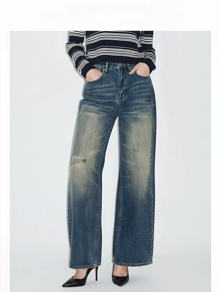 Retro Washed Wide Leg Jeans Women's Loose Fit Straight Cut Texture Denim Pants Summer Season Low Waist Cotton Fabric
Retro Washed Wide Leg Jeans Women's Loose Fit Straight Cut Texture Denim Pants Summer Season Low Waist Cotton Fabric