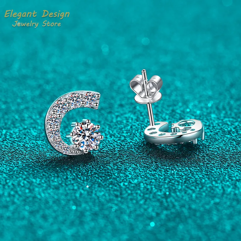 Personalized Crescent Moon Design Stud Earrings 1ct Moissanite for Women Daily Versatile Platinum Pt950 Ear Studs Jewelry Gifts
Personalized Crescent Moon Design Stud Earrings 1ct Moissanite for Women Daily Versatile Platinum Pt950 Ear Studs Jewelry Gifts